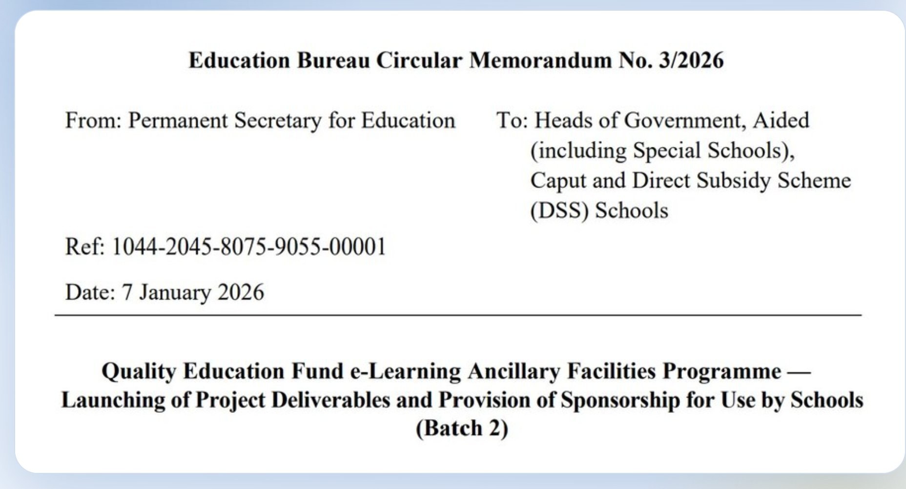 EDB Circular Memorandum No. 3/2026
